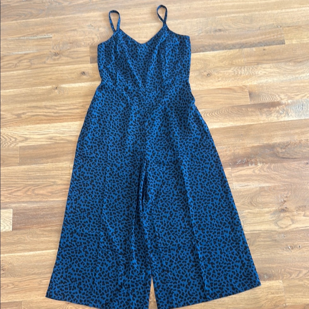 Apt. 9 Blue and Black Jumpsuit with Wide-Leg Culotte Style